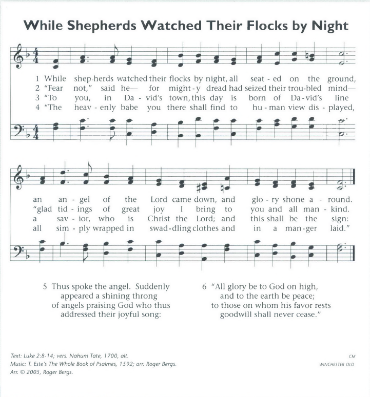 While Shepherds Watched Traditional arrangement