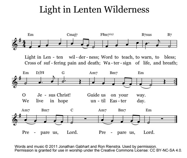 Music for song Light in Lenten Wilderness