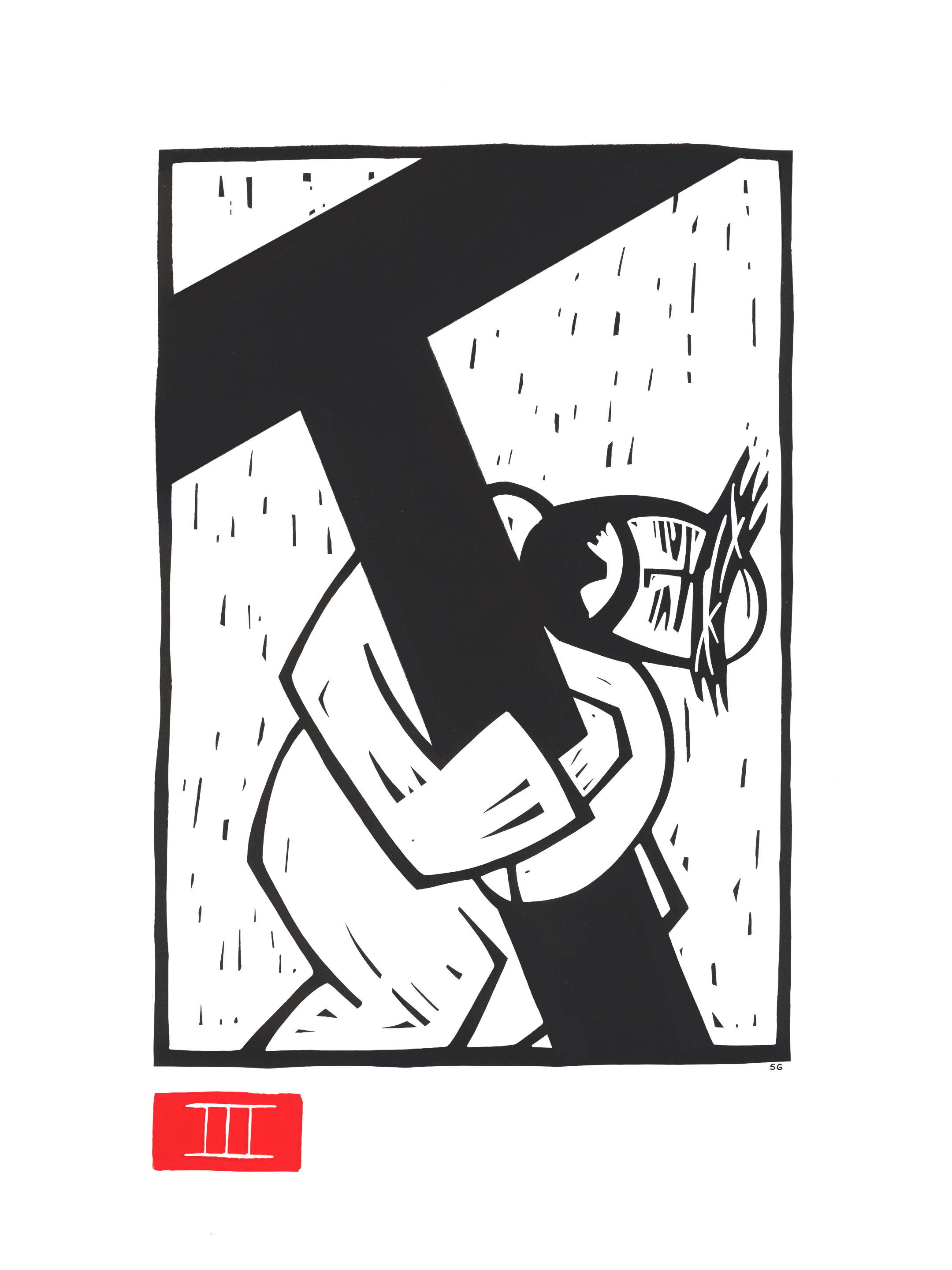 Jesus embraces the cross