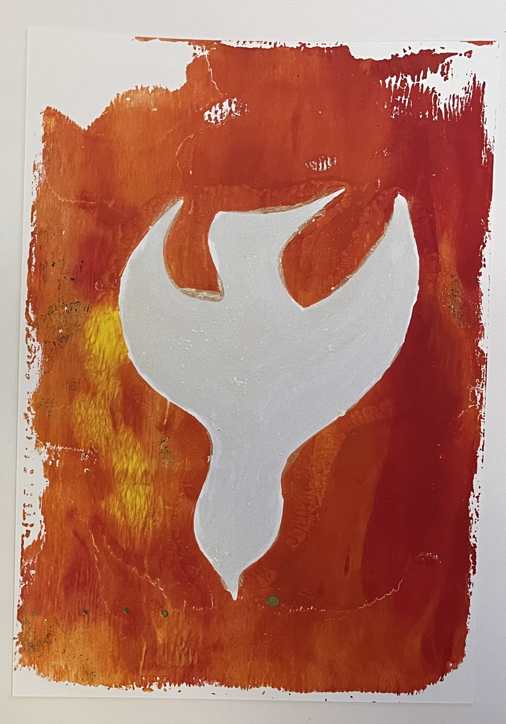 Dove white with red/orange