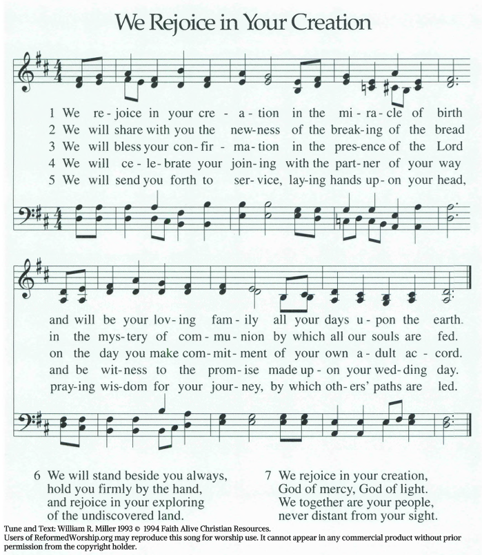 We Rejoice In Your Creation Music