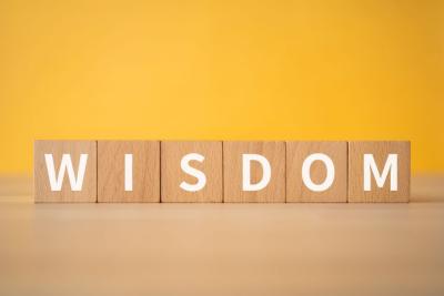 WISDOM on wood blocks