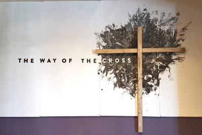 Cross with black background