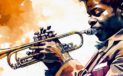 watercolor or jazz trumpeter