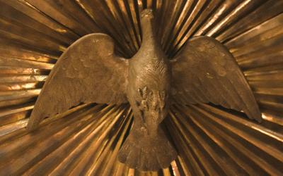 gold-colored metal ornemental dove