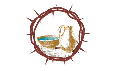 Crown of thorns with bowl of water and pitcher