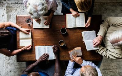 Group studying the Bible