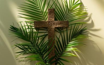Cross and palms