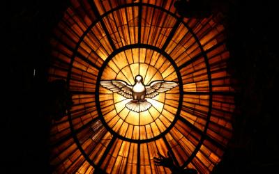 Dove stained glass window