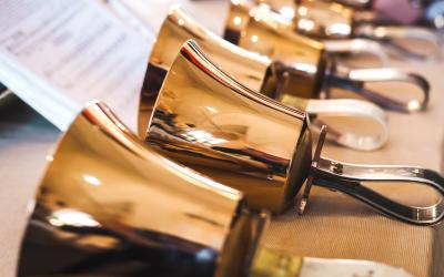 Handbells ready to play