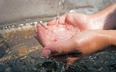 Hands in water