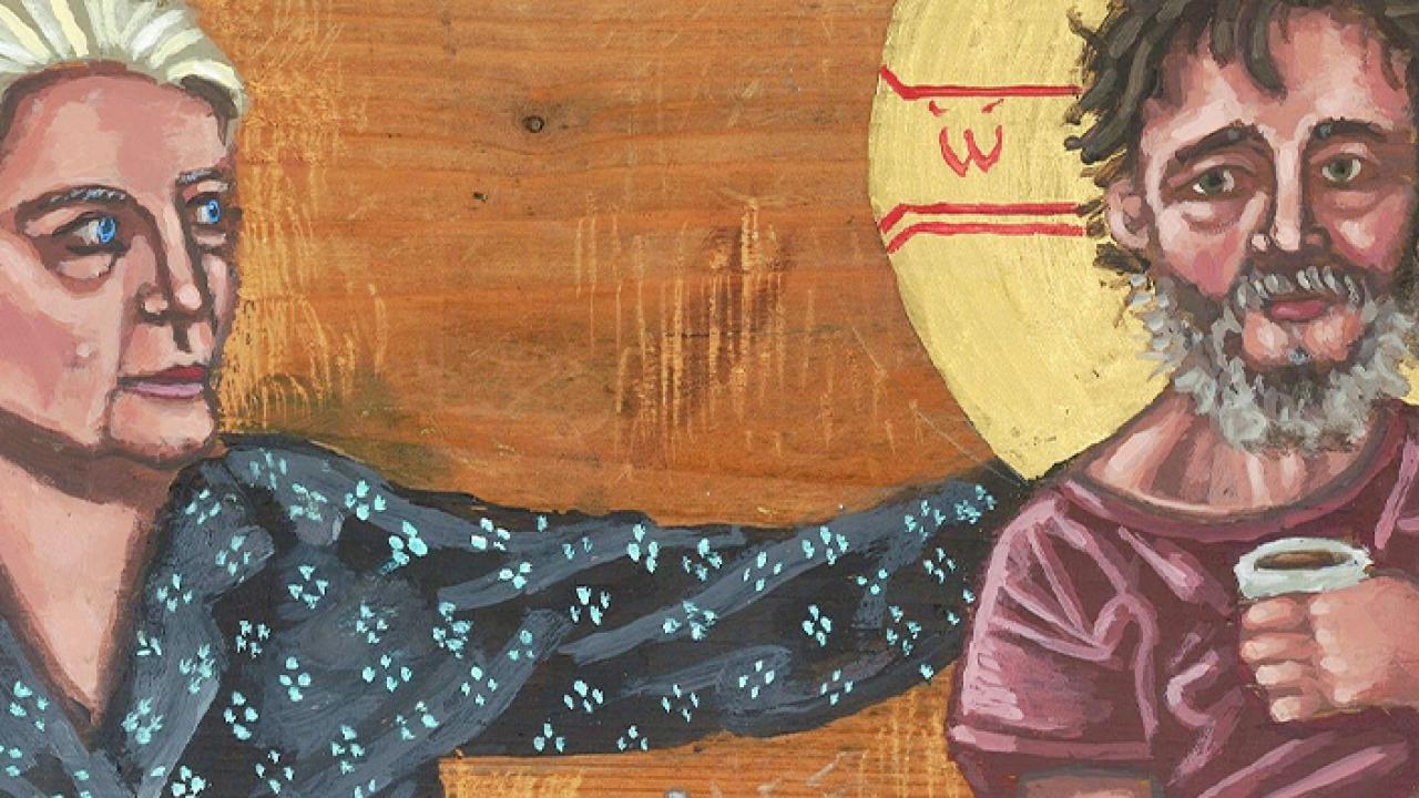 Painting, Dorothy Day and Homeless Christ
