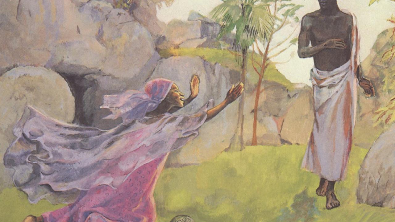 Mary Falls at Jesus' Feet