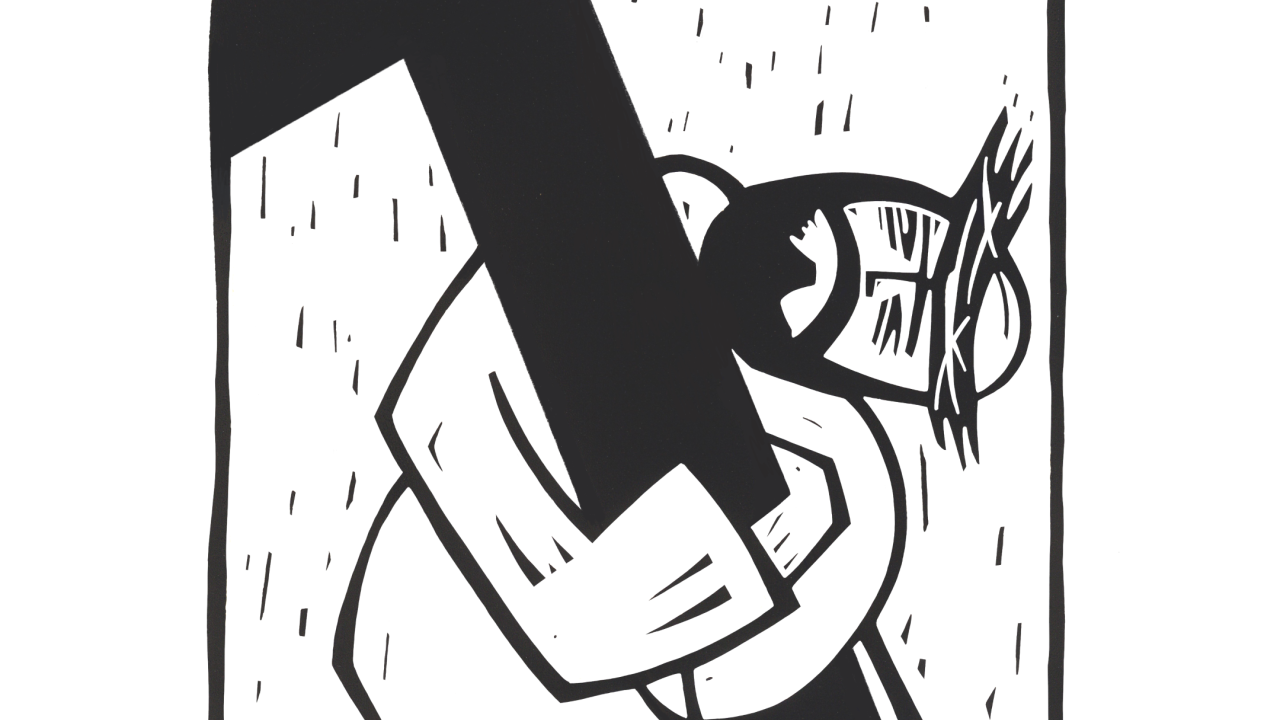 Jesus embraces the cross