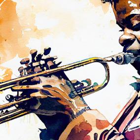 watercolor or jazz trumpeter