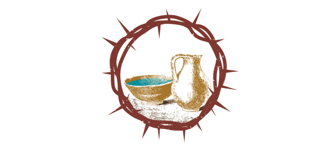 Crown of thorns with bowl of water and pitcher