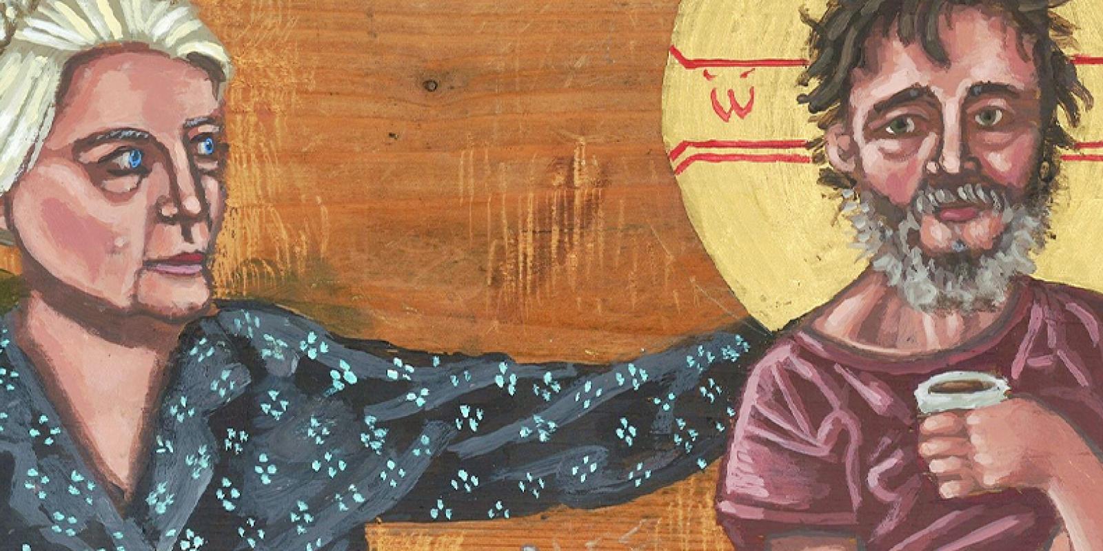 Painting, Dorothy Day and Homeless Christ