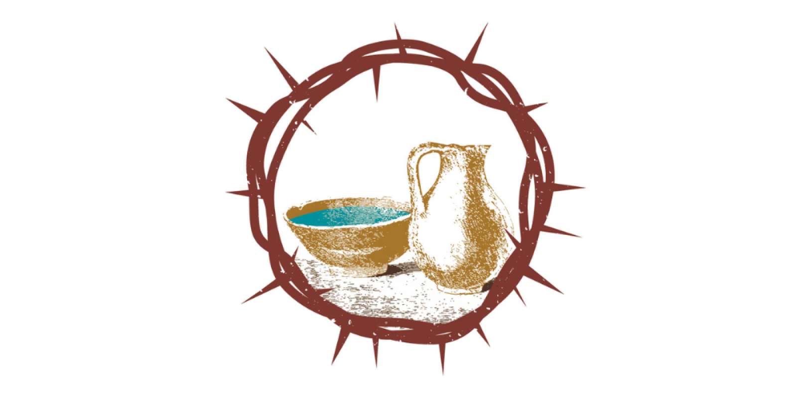Crown of thorns with bowl of water and pitcher
