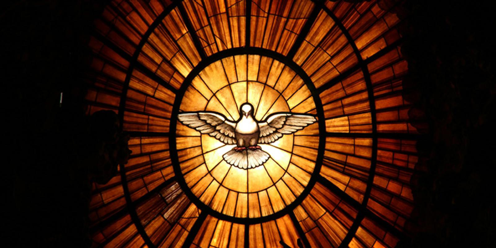 Dove stained glass window