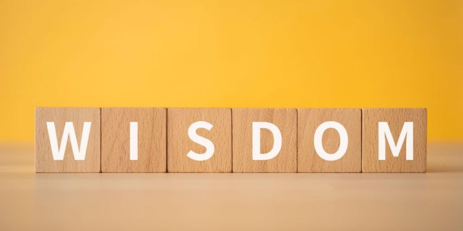 WISDOM on wood blocks