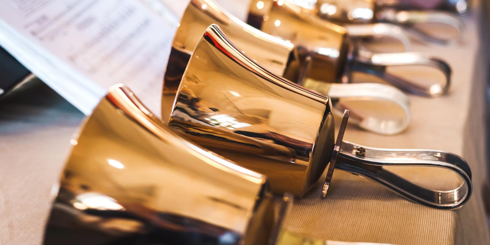 Handbells ready to play